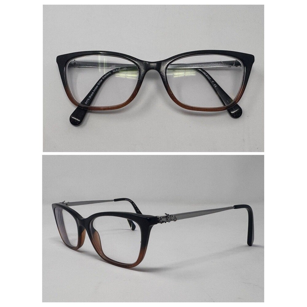 Coach Eyeglass Frames HC6107 52-17-140 Black Amber Glitter Gradient 5475